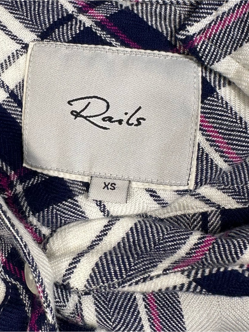 Rails Hunter Plaid Flannel Shirt White Navy Orchid XS - Picture 5 of 8